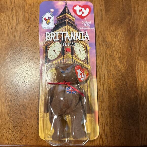 McDONALDS TY BEANIE BABY BRITANNIA THE BEAR RARE WITH 2 TAG ERRORS 1993 OAKBROOK - Picture 1 of 7